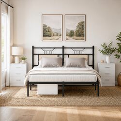 Elegant White Engineered Wood Bedside Cabinets - 2 Pack