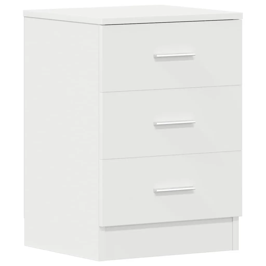 Bedside Cabinets 2 pcs White Engineered Wood Nightstand Storage Drawers