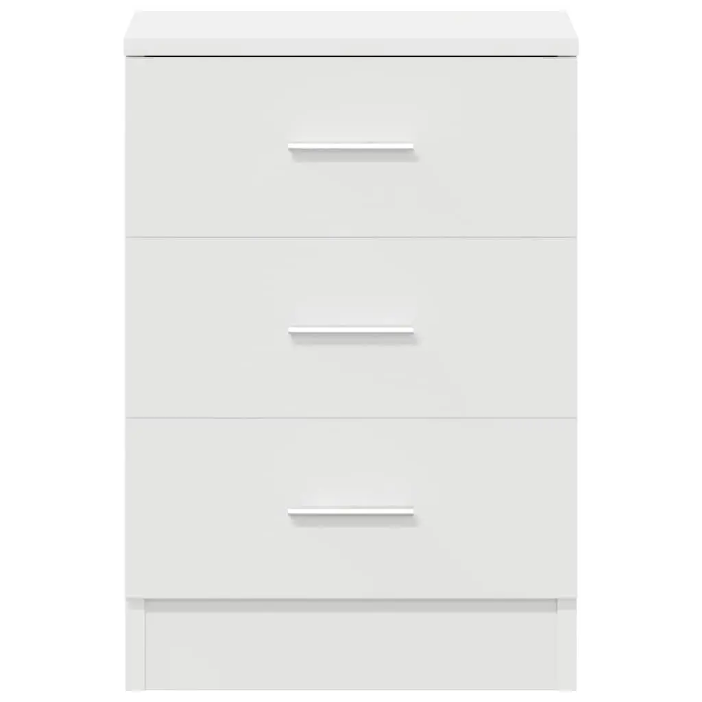 Bedside Cabinets 2 pcs White Engineered Wood Nightstand Storage Drawers