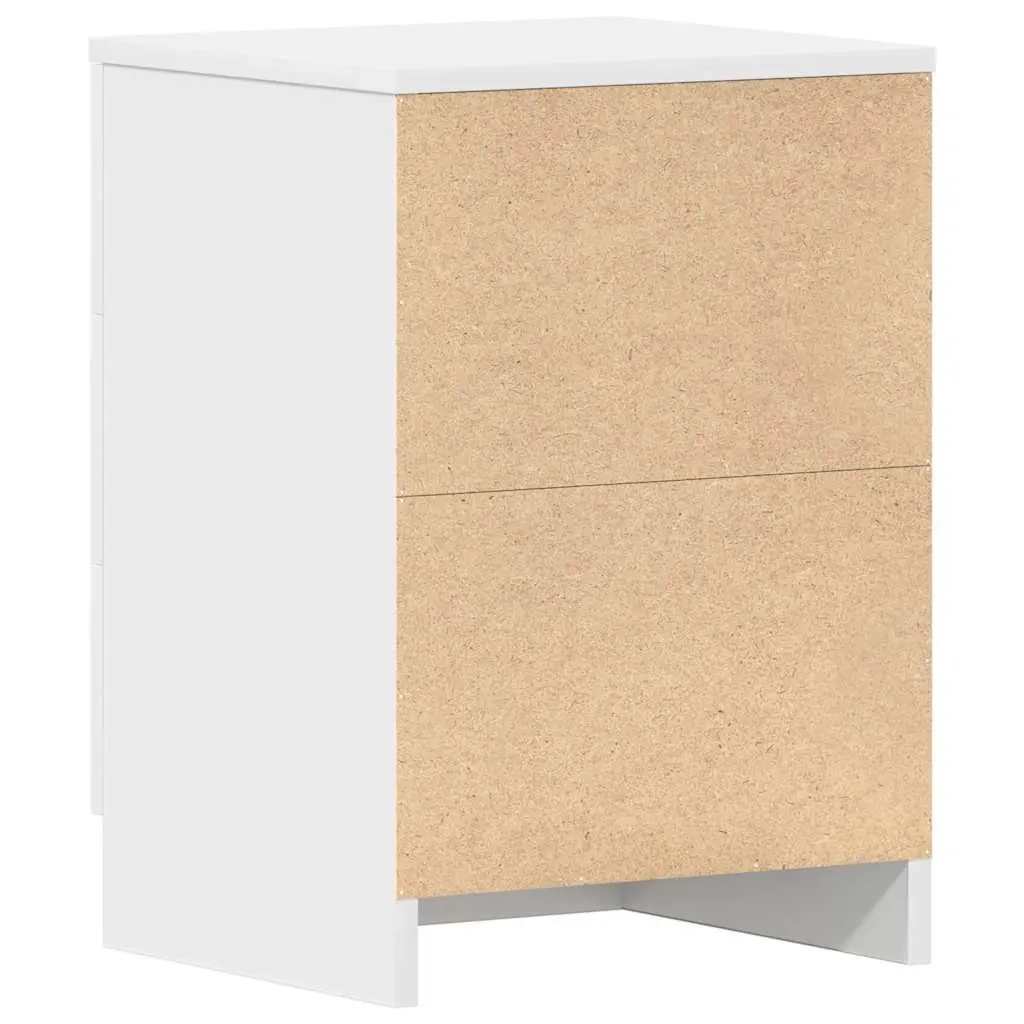Bedside Cabinets 2 pcs White Engineered Wood Nightstand Storage Drawers