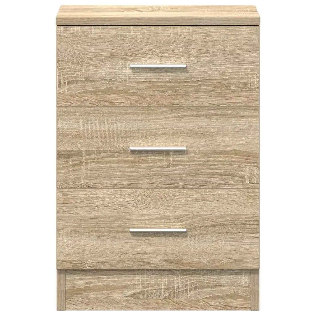 Bedside Tables 2 pcs Brown Engineered Wood Nightstand Storage Cabinet Drawers