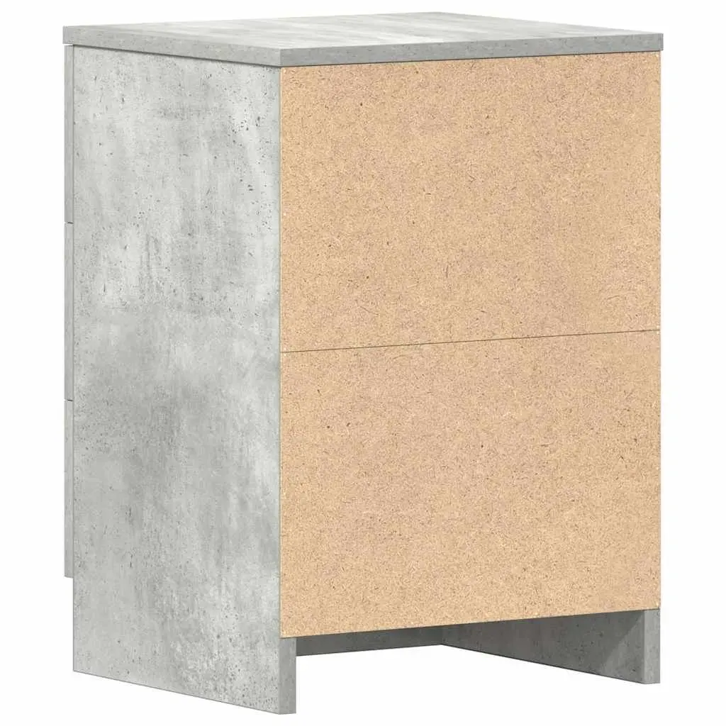 Bedside Cabinet Nightstand Concrete Grey 3 Drawers Bedroom Storage Table