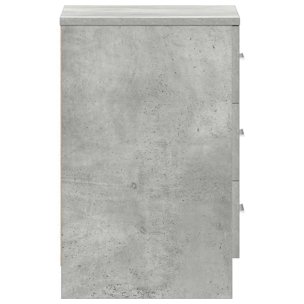 Bedside Cabinet Nightstand Concrete Grey 3 Drawers Bedroom Storage Table