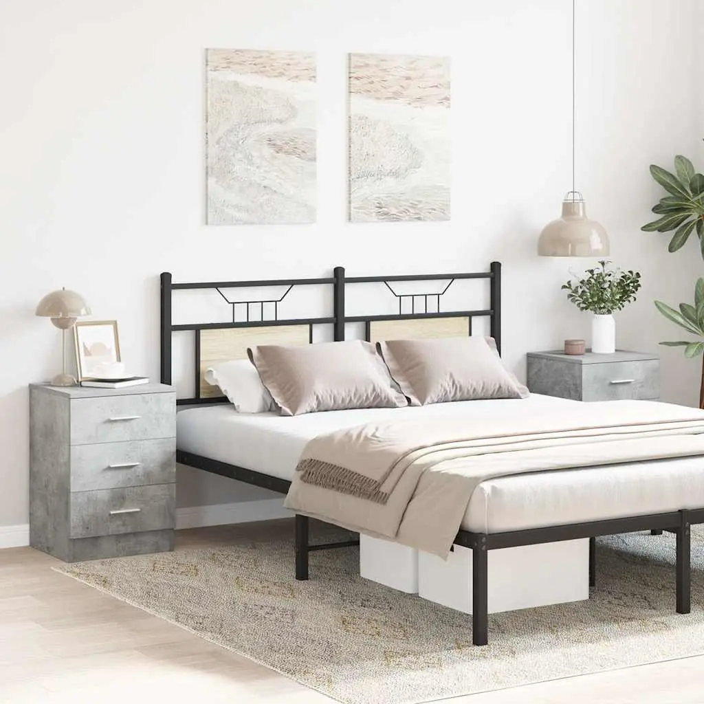 Grey Engineered Wood Nightstand with Storage Drawers