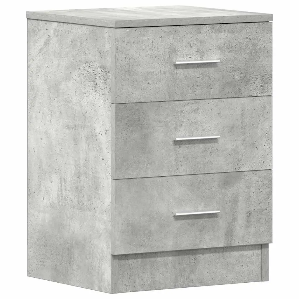 Grey Engineered Wood Nightstand with Storage Drawers