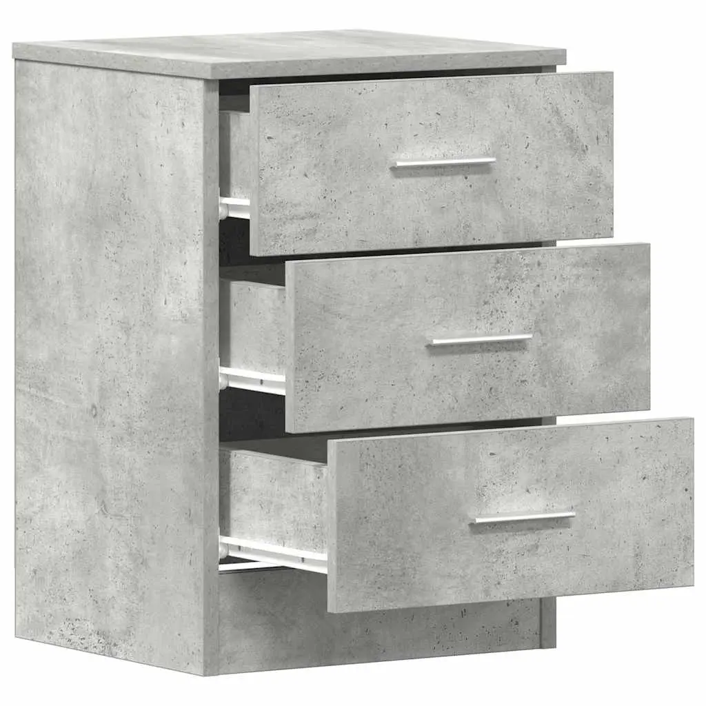 Grey Engineered Wood Nightstand with Storage Drawers