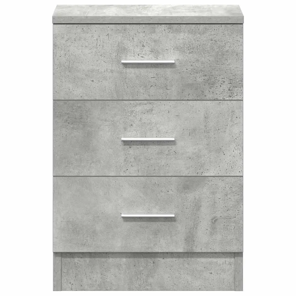 Grey Engineered Wood Nightstand with Storage Drawers