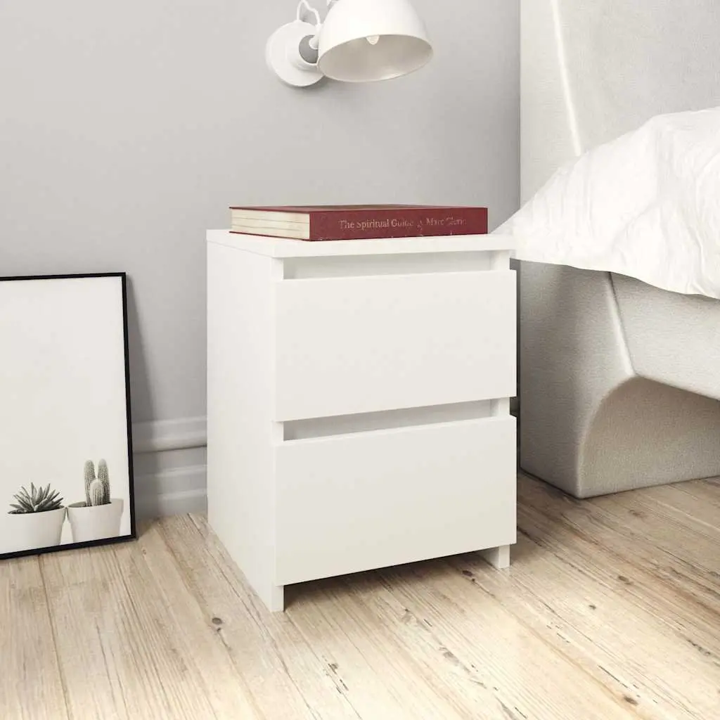 Bedside Table White 30x30x40cm Engineered Wood Storage Cabinet Nightstand