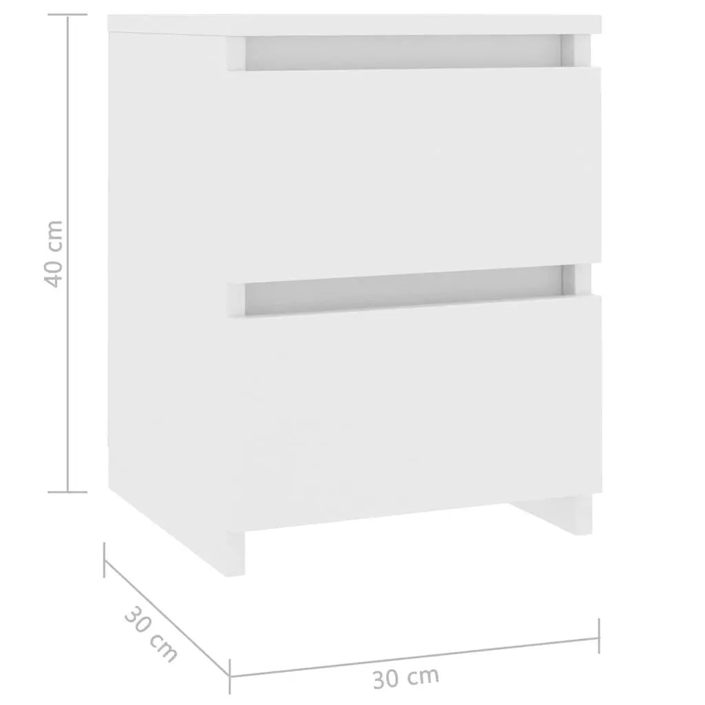 Bedside Table White 30x30x40cm Engineered Wood Storage Cabinet Nightstand