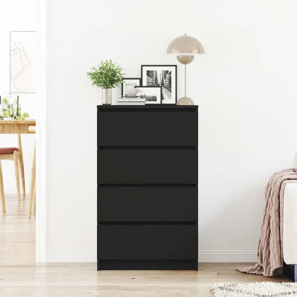 Black Sideboard Storage Cabinet 60x35x98.5cm Modern Living Room Furniture