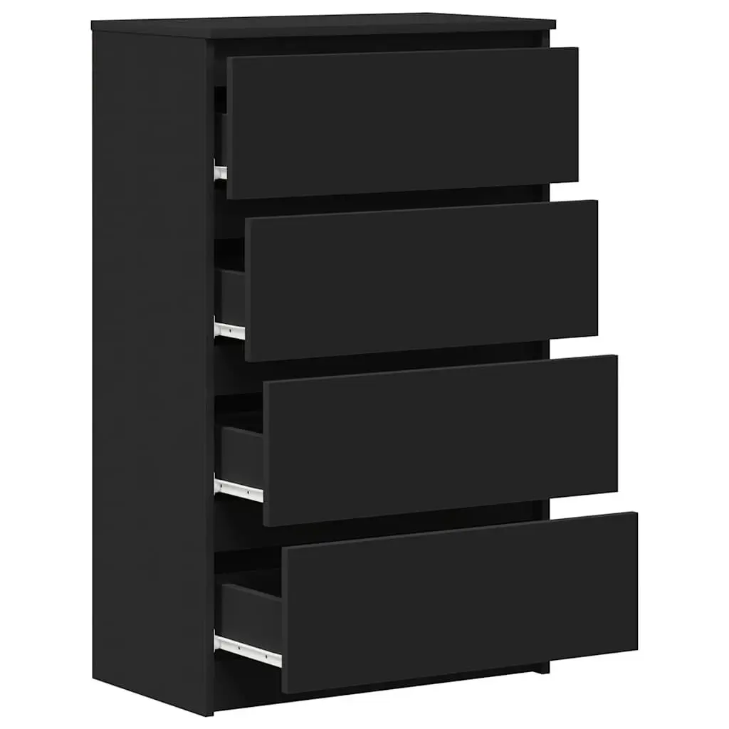 Black Sideboard Storage Cabinet 60x35x98.5cm Modern Living Room Furniture