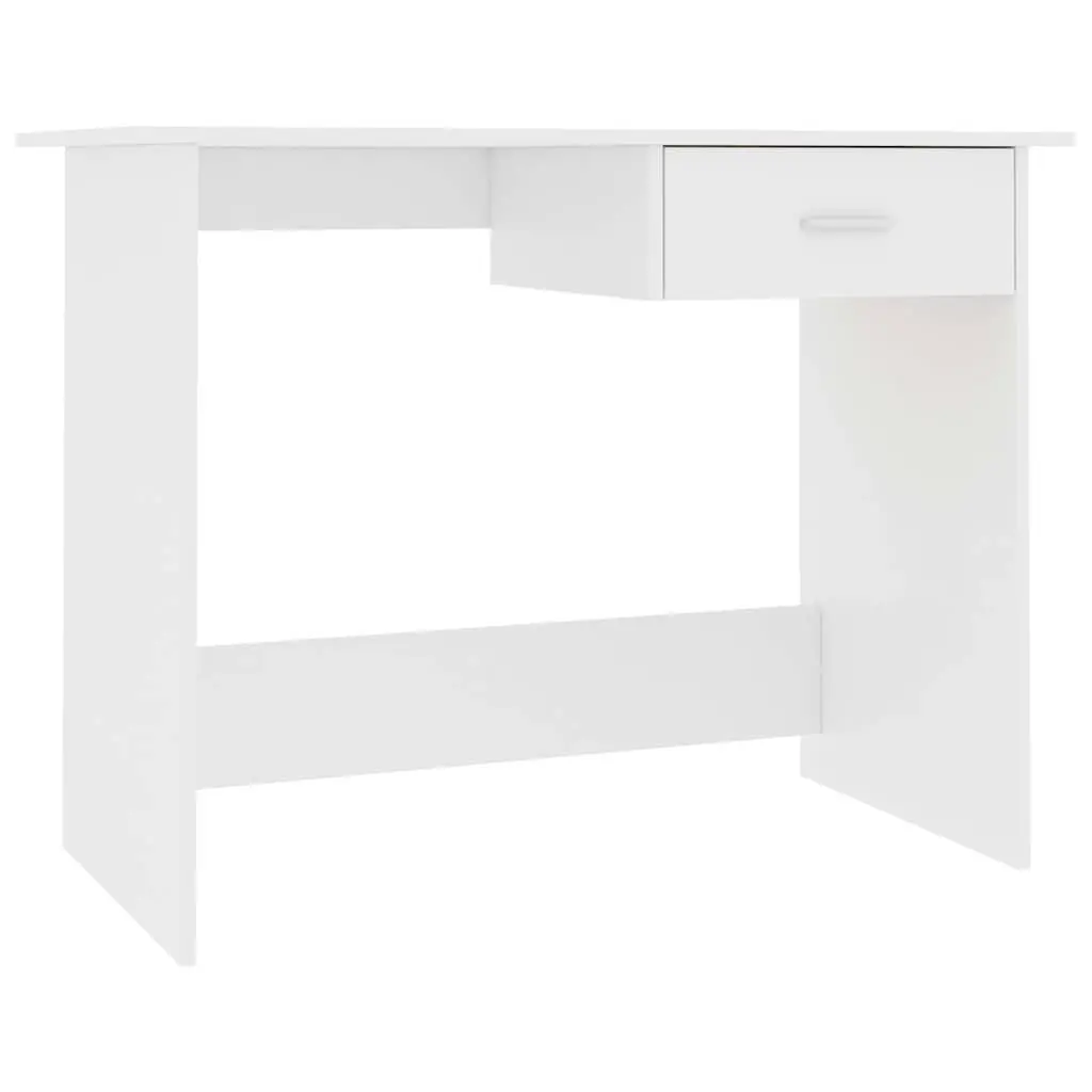 Office Desk White Modern 100cm Engineered Wood with Drawer