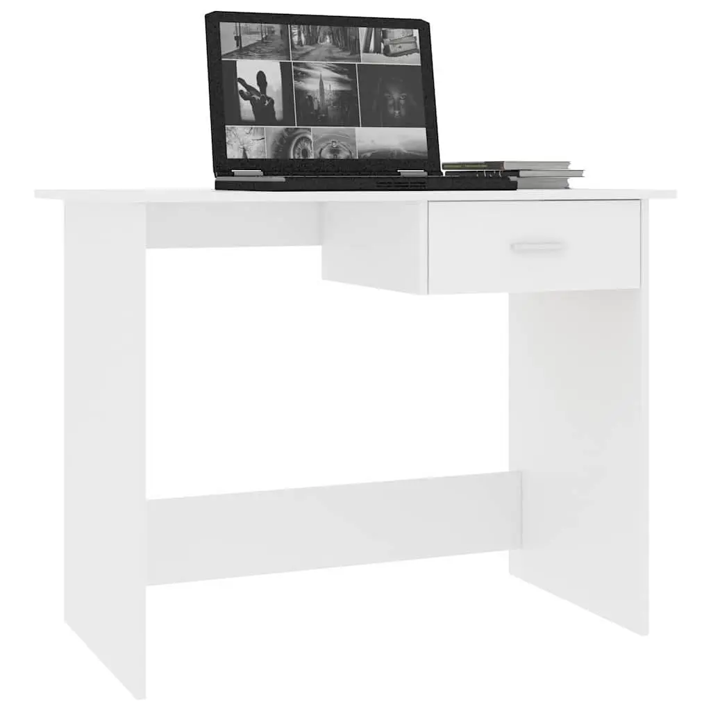 Office Desk White Modern 100cm Engineered Wood with Drawer