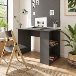 High Gloss Grey Engineered Wood Office Desk