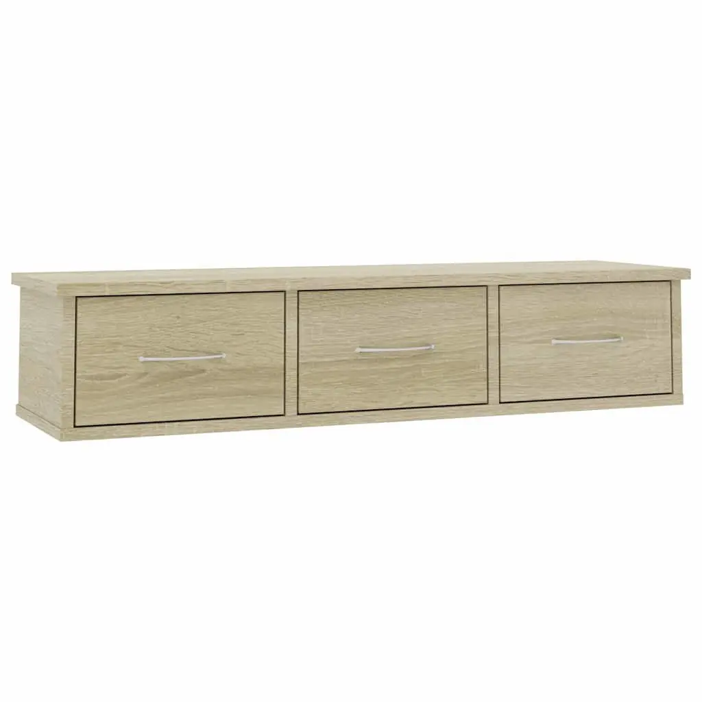 Wall-mounted Drawer Shelf Floating Storage Cabinet 3 Drawers Brown Engineered Wood