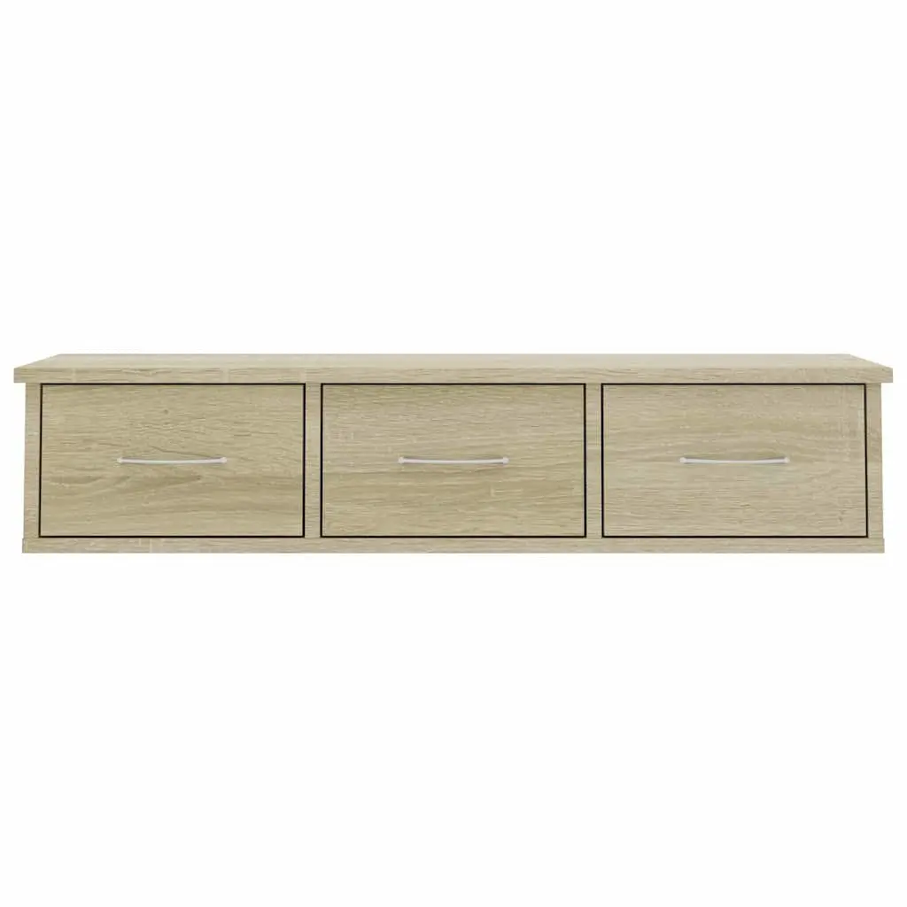 Wall-mounted Drawer Shelf Floating Storage Cabinet 3 Drawers Brown Engineered Wood