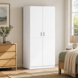 White Wardrobe with Hanging Rod 80x52x180 cm