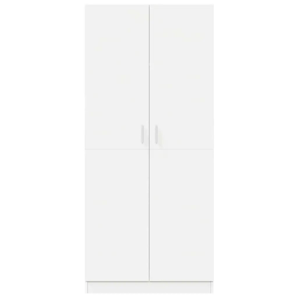 Wardrobe White 80x52x180 cm Engineered Wood Storage Cabinet Cupboard Hanging Rod Compartment