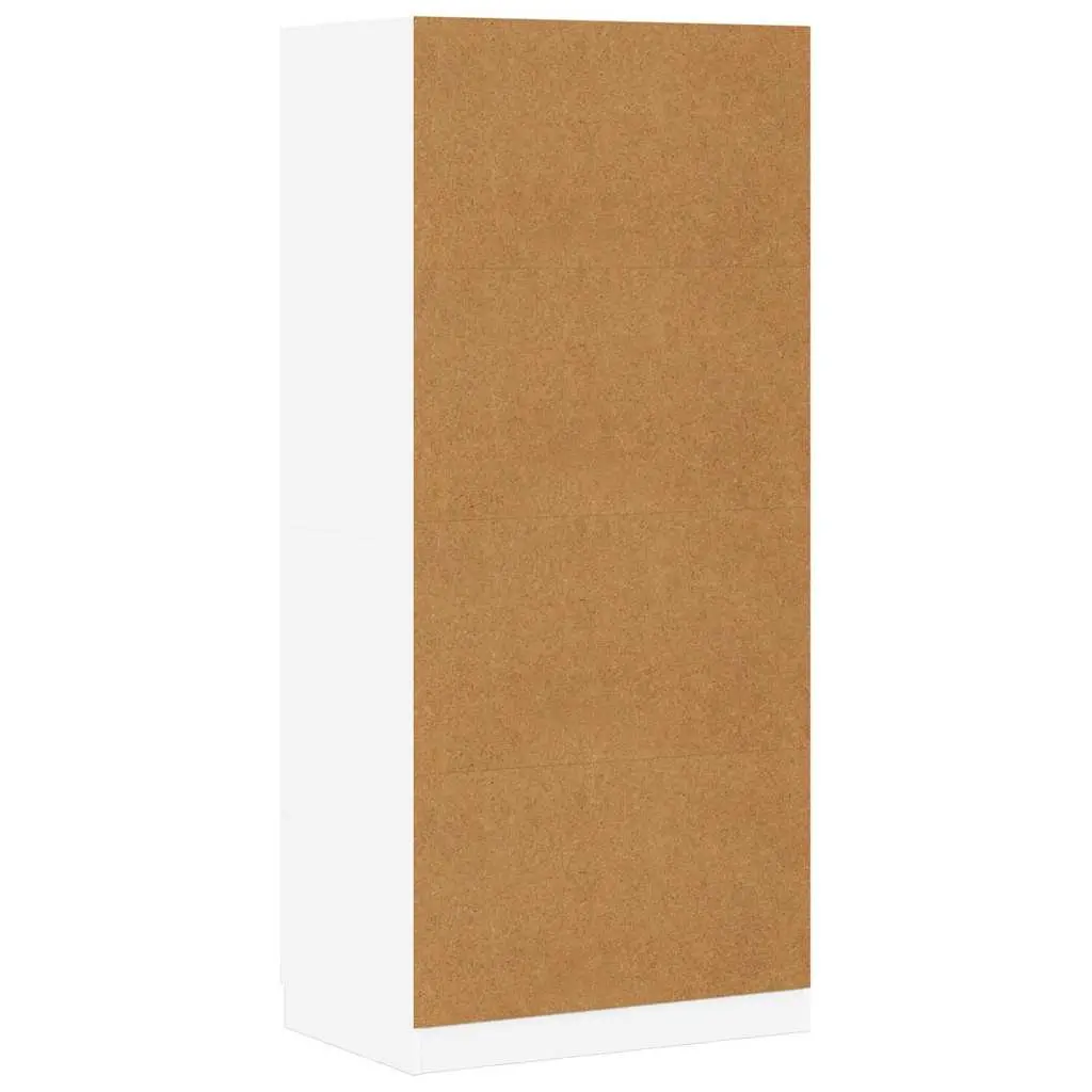 Wardrobe White 80x52x180 cm Engineered Wood Storage Cabinet Cupboard Hanging Rod Compartment