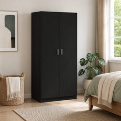 Elegant Black Wardrobe Cabinet 80x52x180 cm