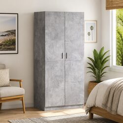 Grey Engineered Wood Wardrobe Cupboard 80x52x180 cm