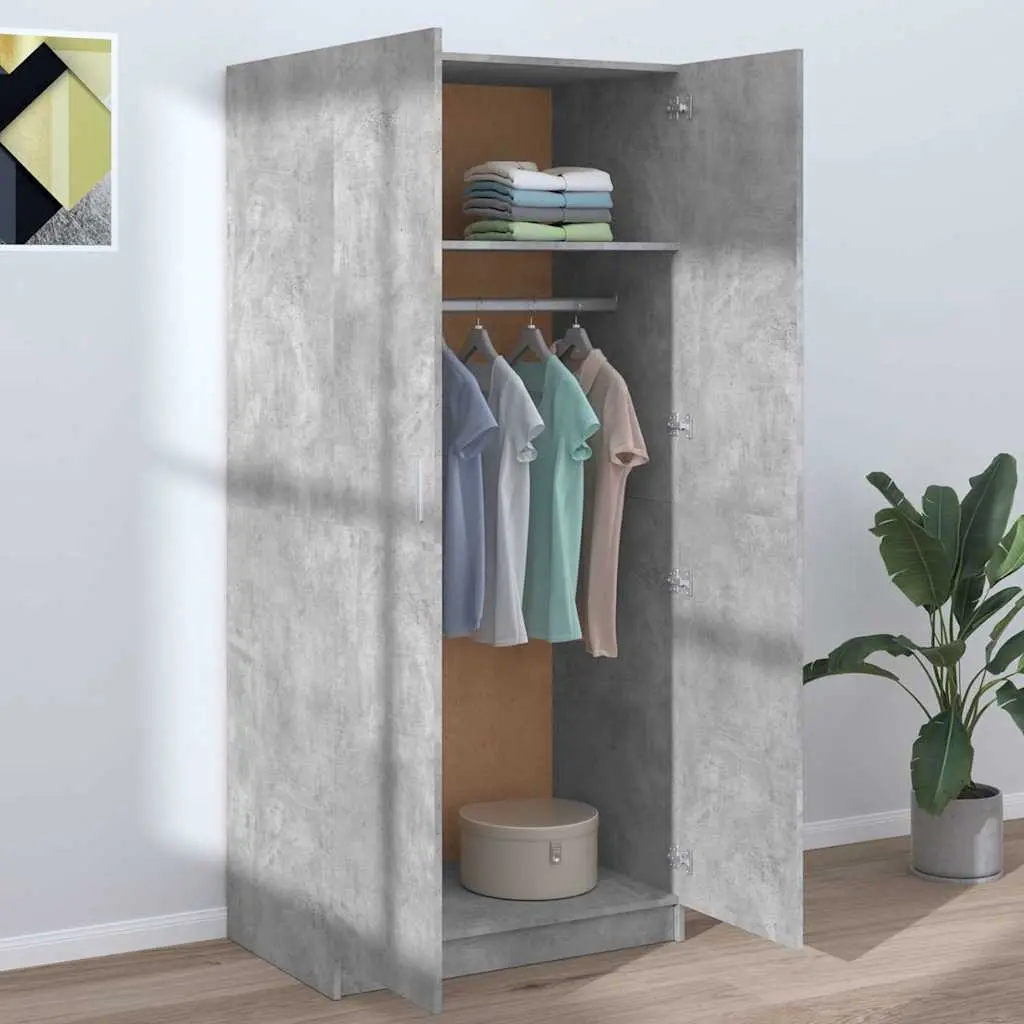 Wardrobe Grey 80x52x180 cm Engineered Wood