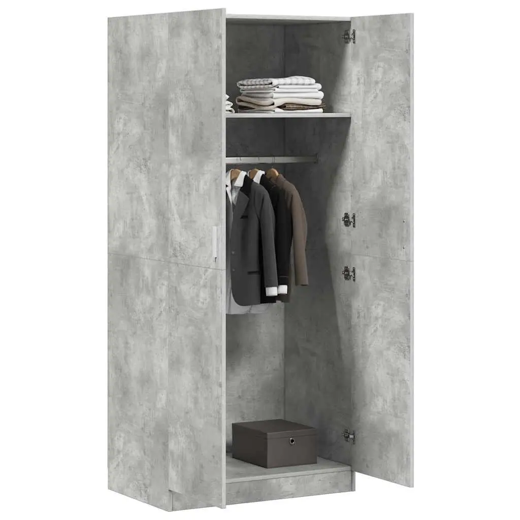 Wardrobe Grey 80x52x180 cm Engineered Wood