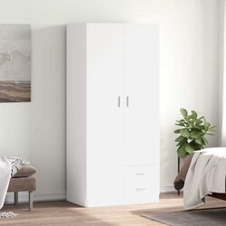 White Wardrobe Cabinet 80x52x180 cm Bedroom Storage Cupboard Hanging Rod Drawers
