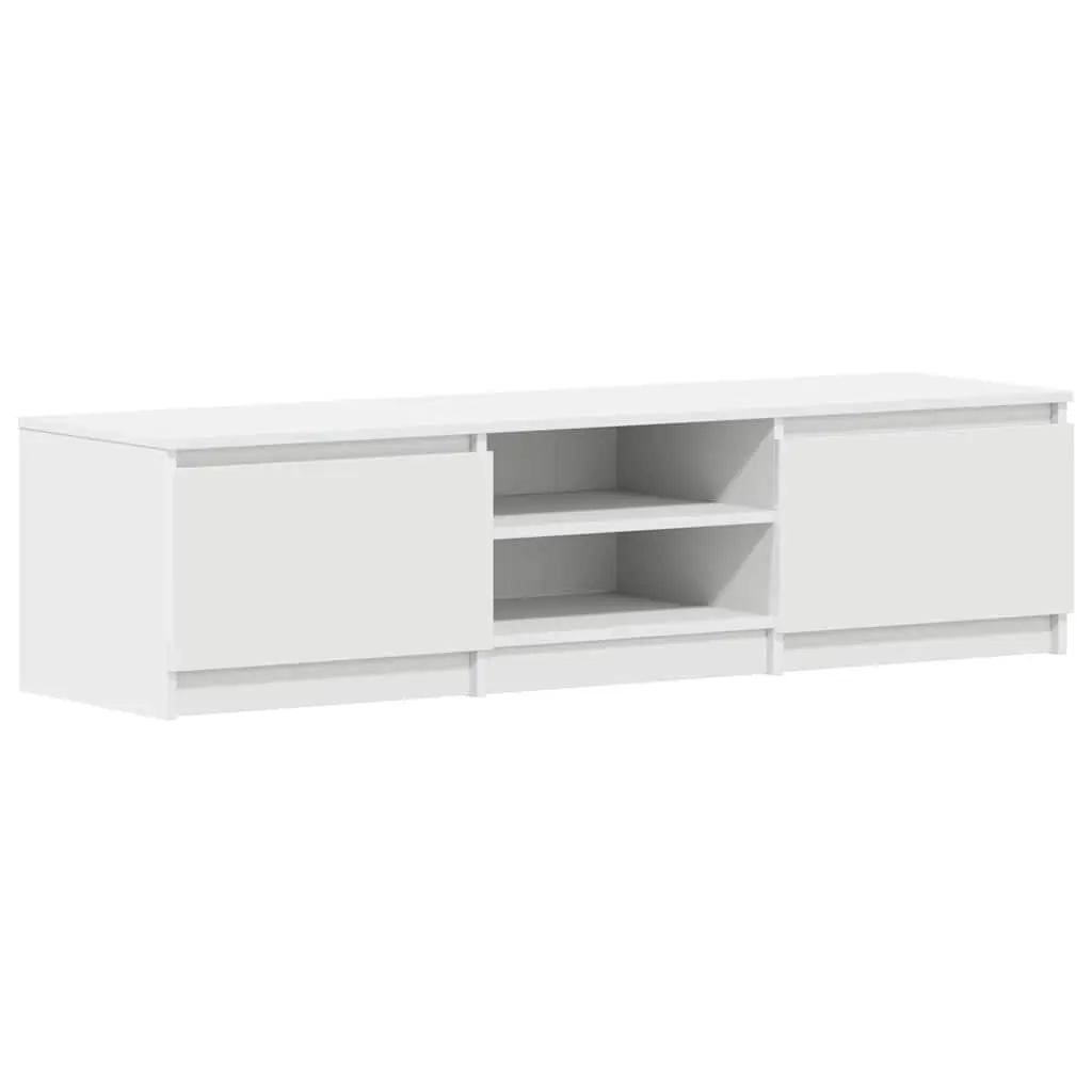 TV Cabinet White 140x40x35.5 cm Engineered Wood with Doors Open Compartments Storage Unit