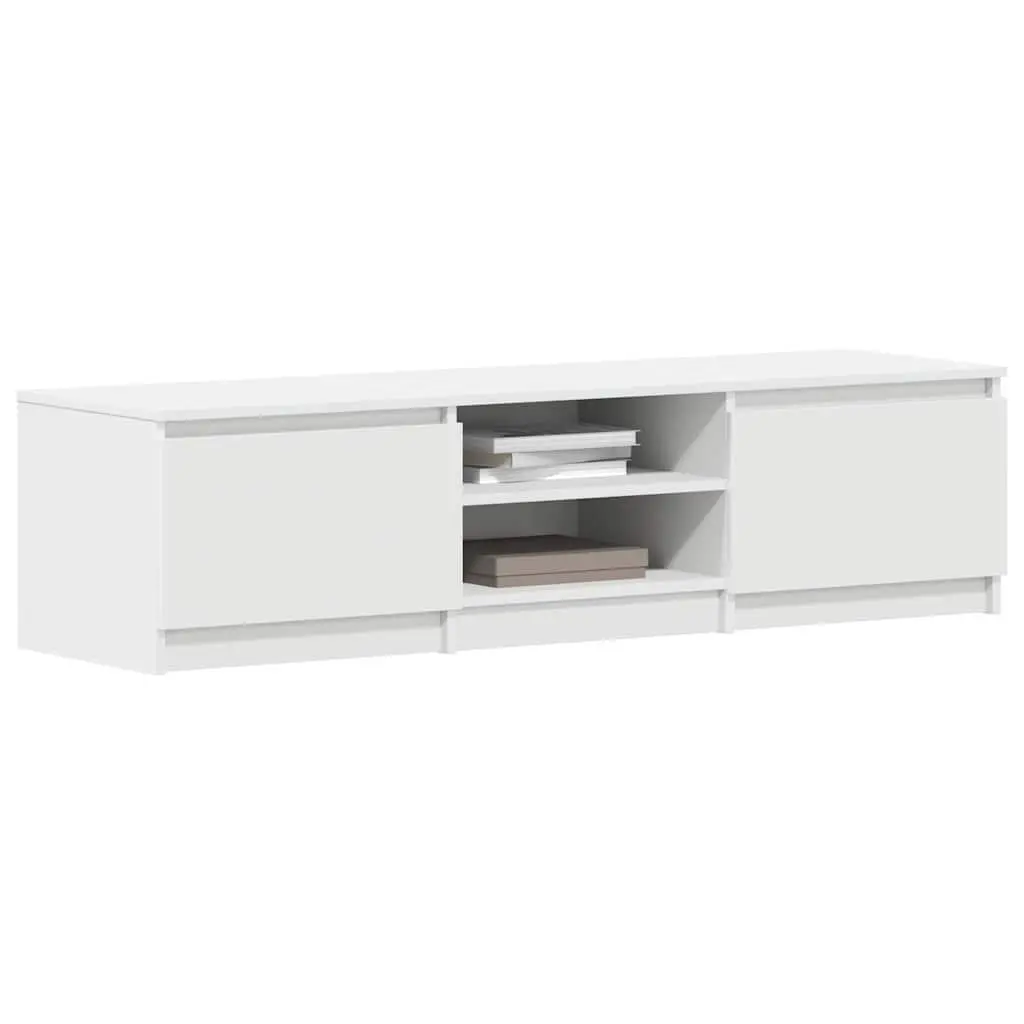 TV Cabinet White 140x40x35.5 cm Engineered Wood with Doors Open Compartments Storage Unit
