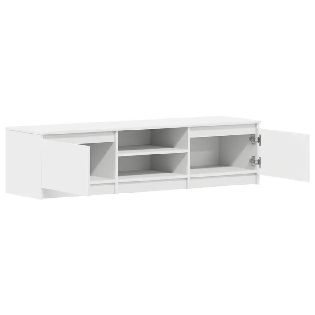 TV Cabinet White 140x40x35.5 cm Engineered Wood with Doors Open Compartments Storage Unit