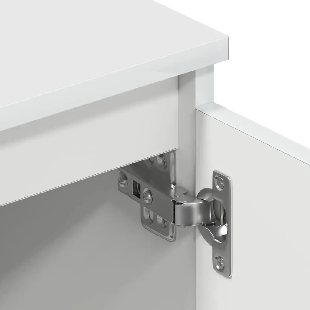 TV Cabinet White 140x40x35.5 cm Engineered Wood with Doors Open Compartments Storage Unit