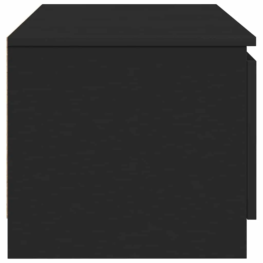TV Cabinet Black 140x40x35.5 cm with 2 Doors 2 Open Compartments Storage Unit