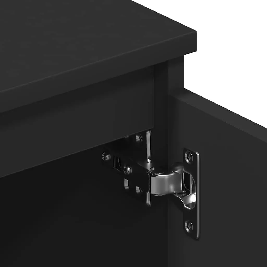 TV Cabinet Black 140x40x35.5 cm with 2 Doors 2 Open Compartments Storage Unit