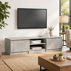 Grey TV Cabinet with Storage 140x40x35.5 cm