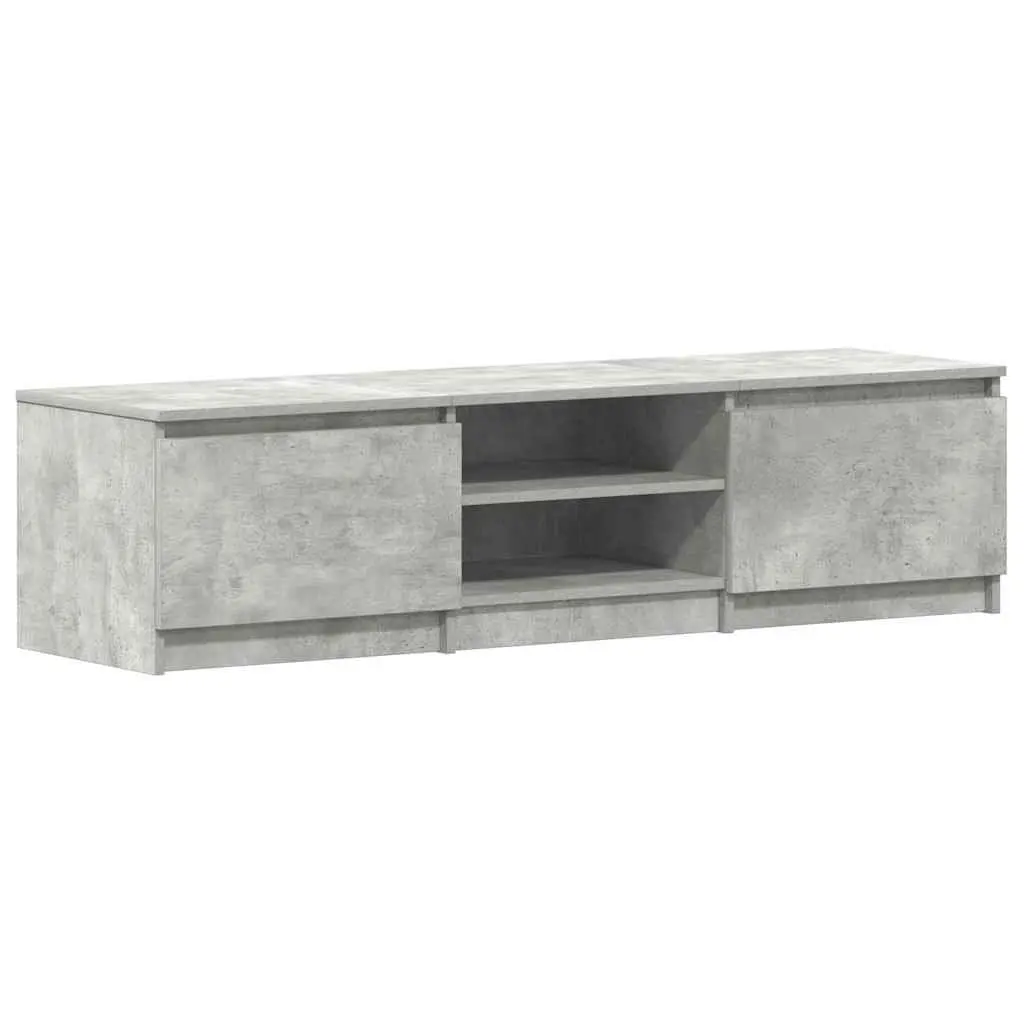 TV Cabinet Grey 140x40x35.5 cm Engineered Wood Storage Unit 2 Doors Open Compartments