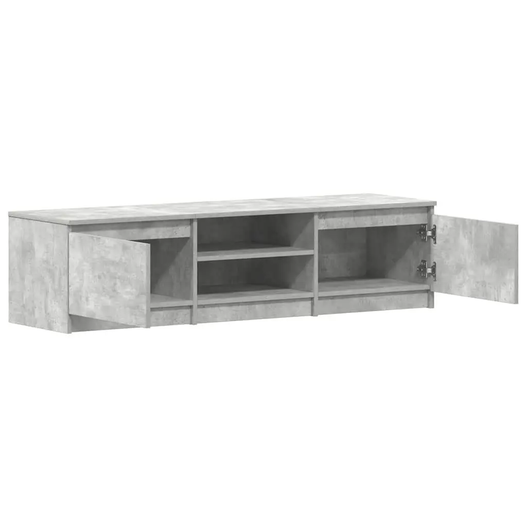 TV Cabinet Grey 140x40x35.5 cm Engineered Wood Storage Unit 2 Doors Open Compartments