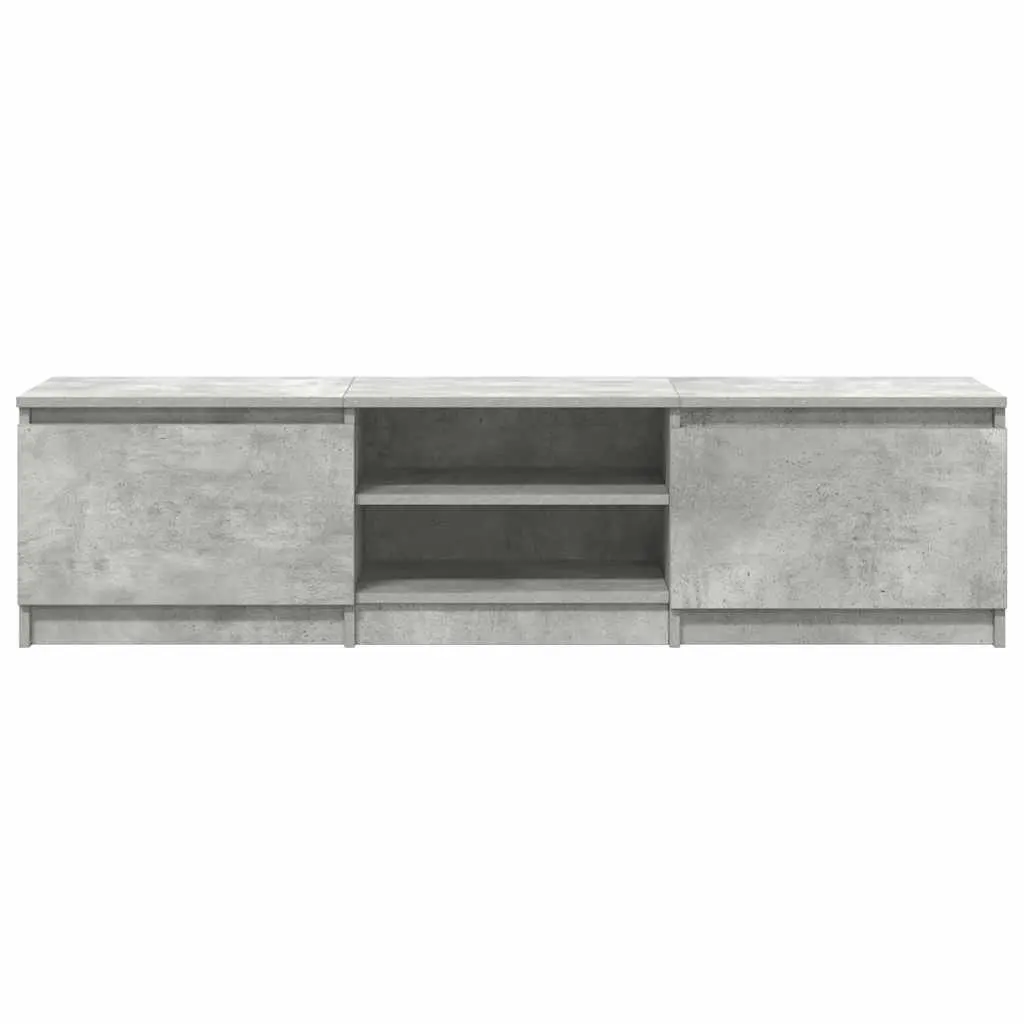 TV Cabinet Grey 140x40x35.5 cm Engineered Wood Storage Unit 2 Doors Open Compartments