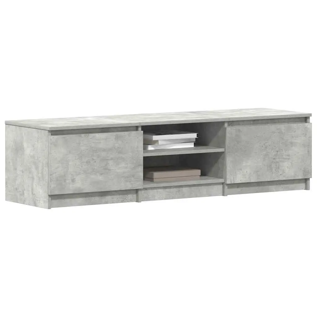 TV Cabinet Grey 140x40x35.5 cm Engineered Wood Storage Unit 2 Doors Open Compartments