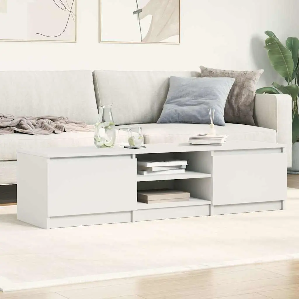 TV Cabinet White High Gloss 140cm Wide Modern Living Room Media Entertainment