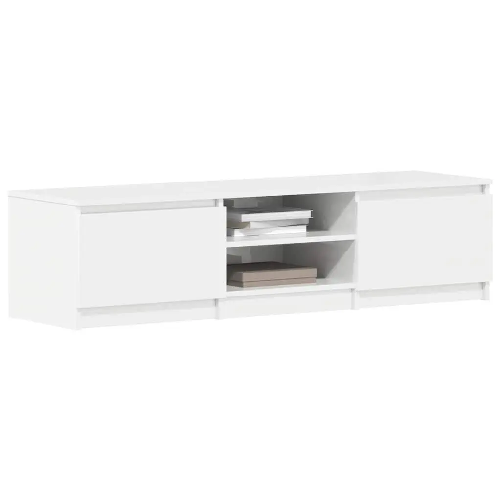 TV Cabinet White High Gloss 140cm Wide Modern Living Room Media Entertainment