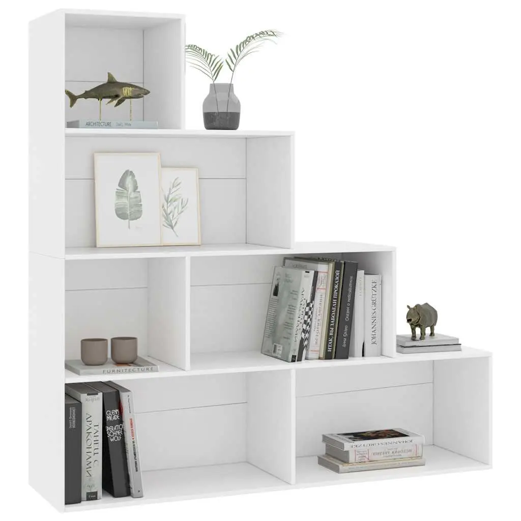 White Book Cabinet Room Divider with 6 Open Shelves
