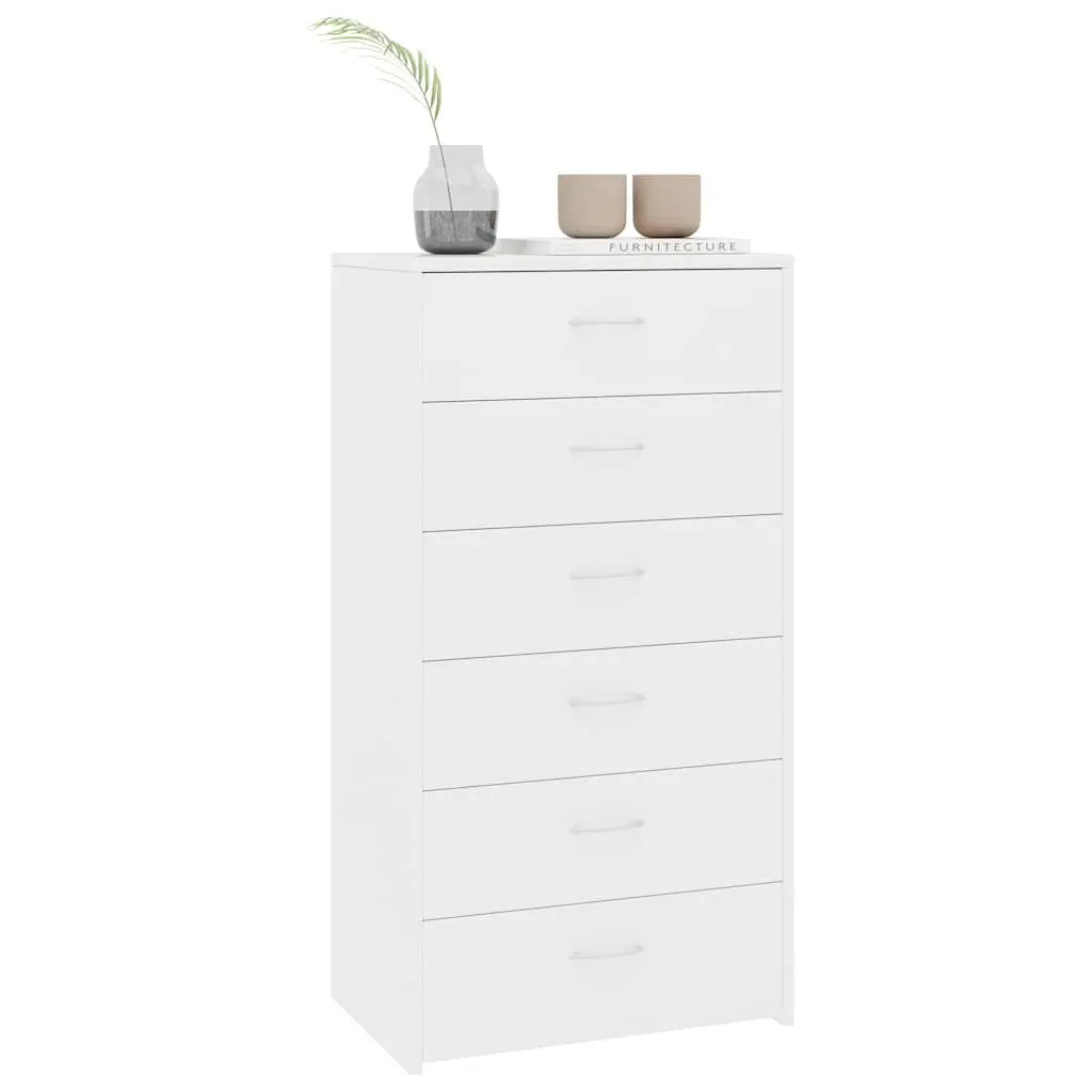 6-Drawer White Sideboard Cabinet for Storage