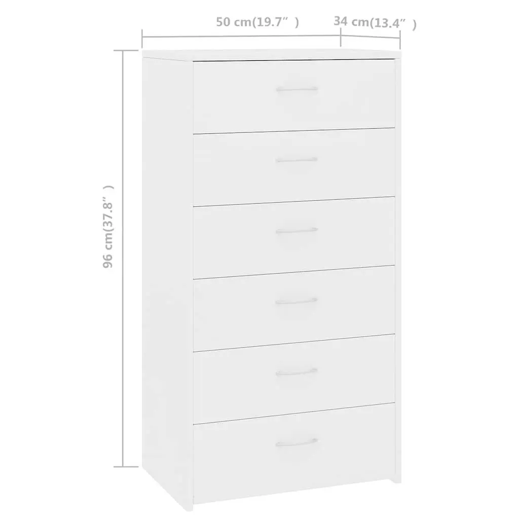 6-Drawer White Sideboard Cabinet for Storage