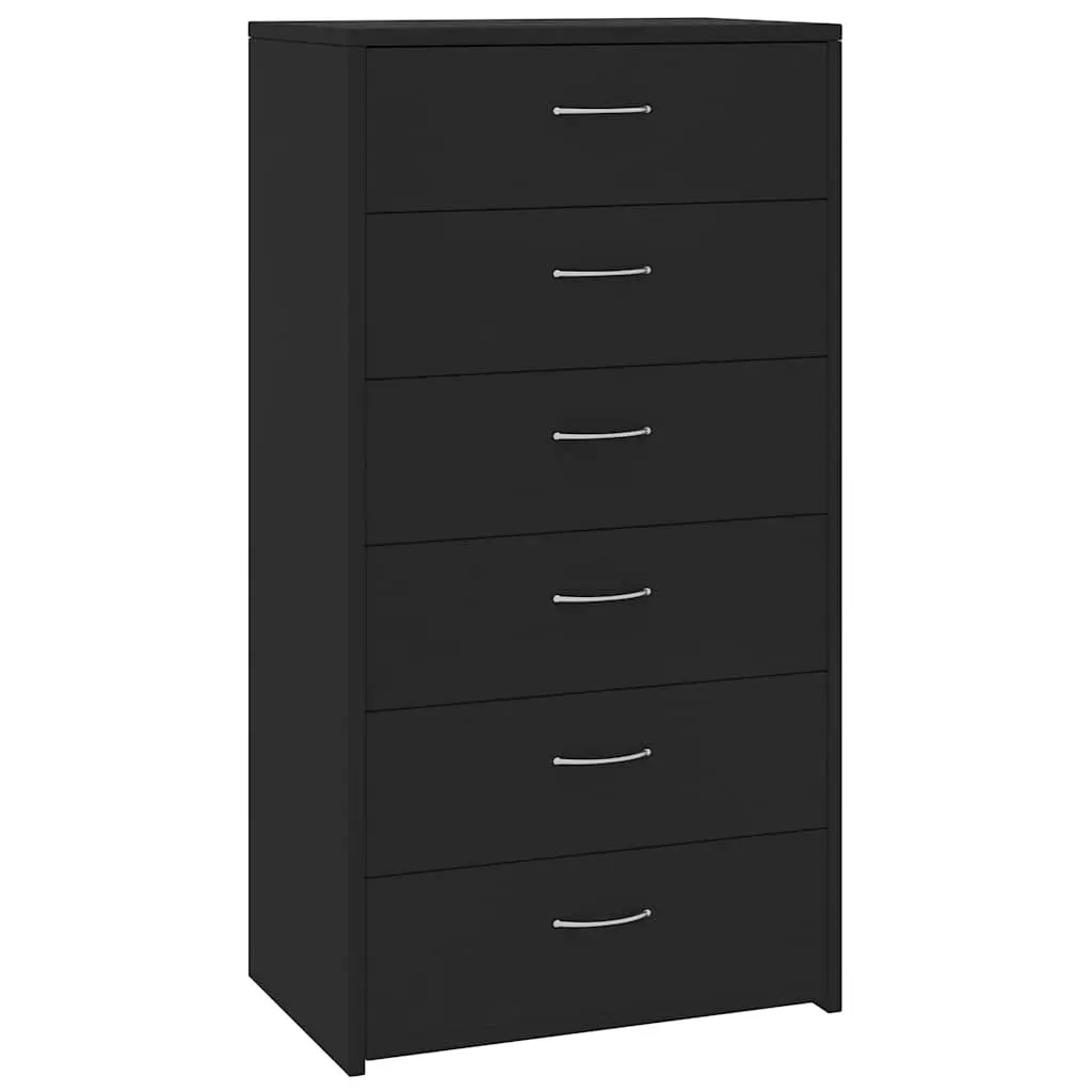 Black Sideboard Storage Cabinet with 6 Drawers