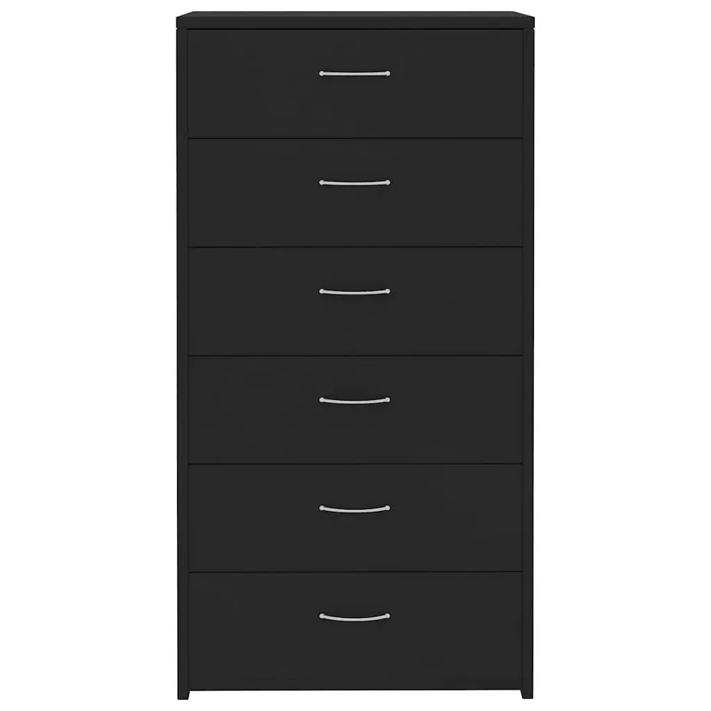 Black Sideboard Storage Cabinet with 6 Drawers