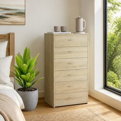 Warm Brown Sideboard with 6 Spacious Drawers