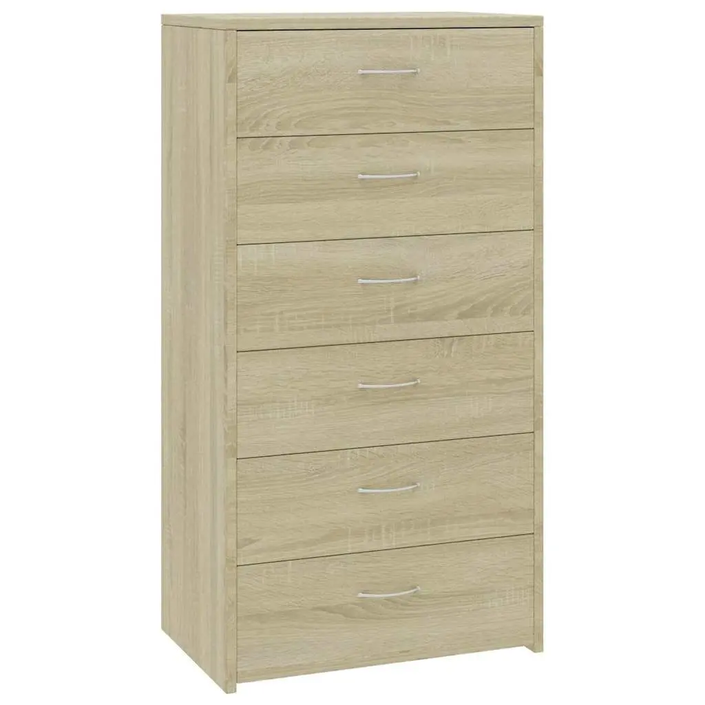 Sideboard with 6 Drawers Brown Storage Cabinet Living Room Bedroom Furniture