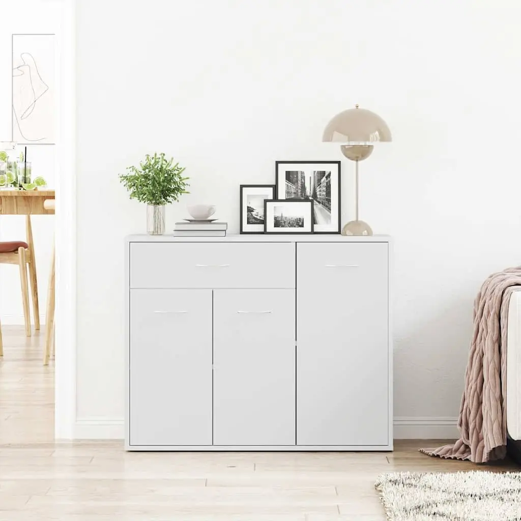 Sideboard White 88x30x70 cm Storage Cabinet Engineered Wood Drawer Doors Buffet