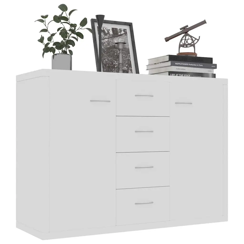 White Sideboard Storage Cabinet with 4 Drawers and 2 Doors
